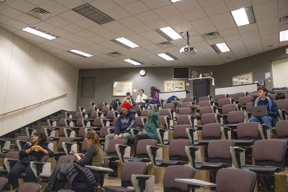 Student sit in a lecture hall